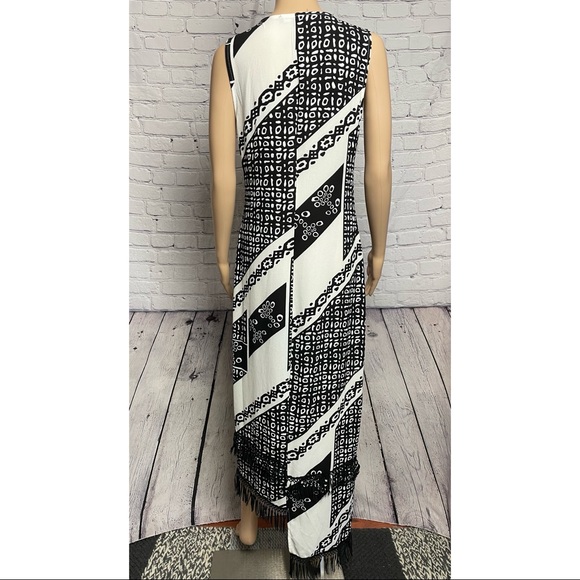 New Parisian Printed Midi Dress With Fringe Detail Size 6 Tall - Picture 5 of 12